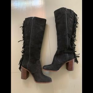 Gianni Bini Back Drop Suede Fringe Boots Size 9